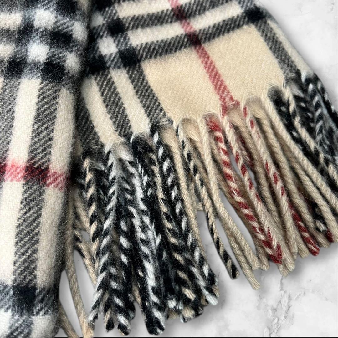 【美品】 バーバリー カシミヤ100% マフラー ノバチェック ベージュ 英国製