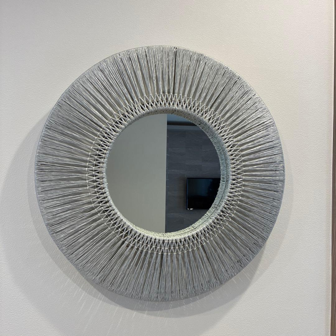 【定価70,400円】ZODAX 円形 壁掛け鏡 グレー