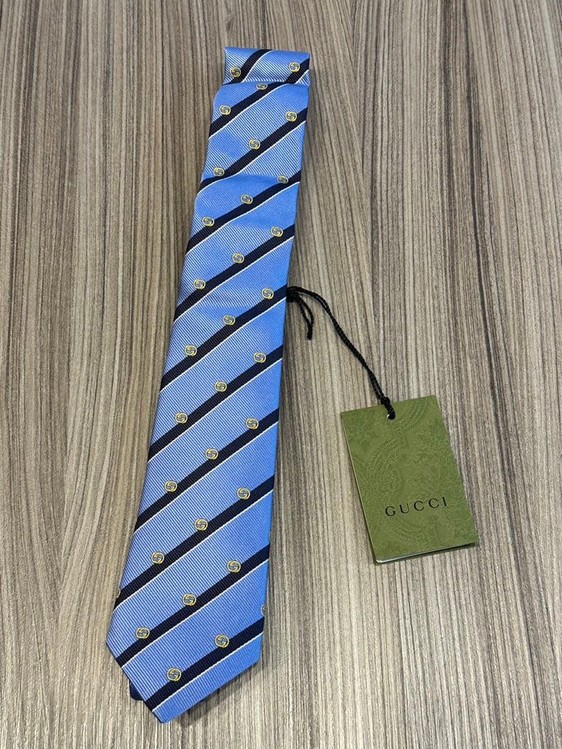 【新品】GUCCI 青 ストライプ ネクタイ