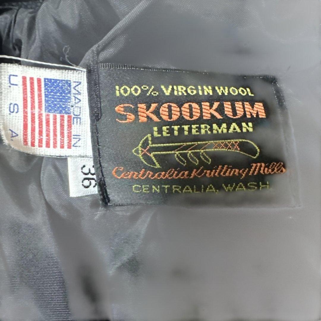 SKOOKUM スクーカム 袖革スタジャン ブラック 36