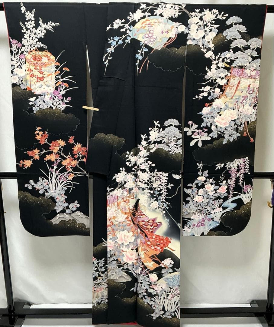 b231 正絹　振袖　友禅　金銀彩　伊達衿付　着物