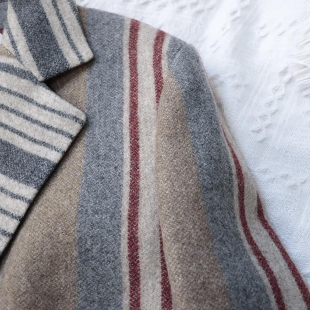 希少！エトロ　ETRO　ストライプ　ウールチェスターコート　44　ミラノ