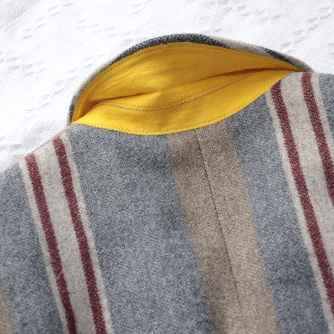 希少！エトロ　ETRO　ストライプ　ウールチェスターコート　44　ミラノ