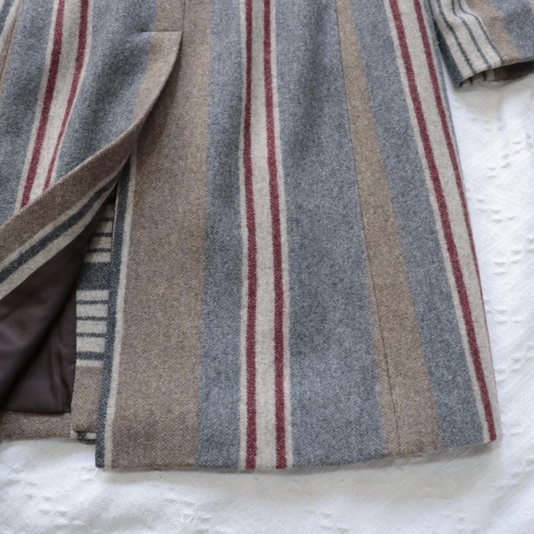 希少！エトロ　ETRO　ストライプ　ウールチェスターコート　44　ミラノ