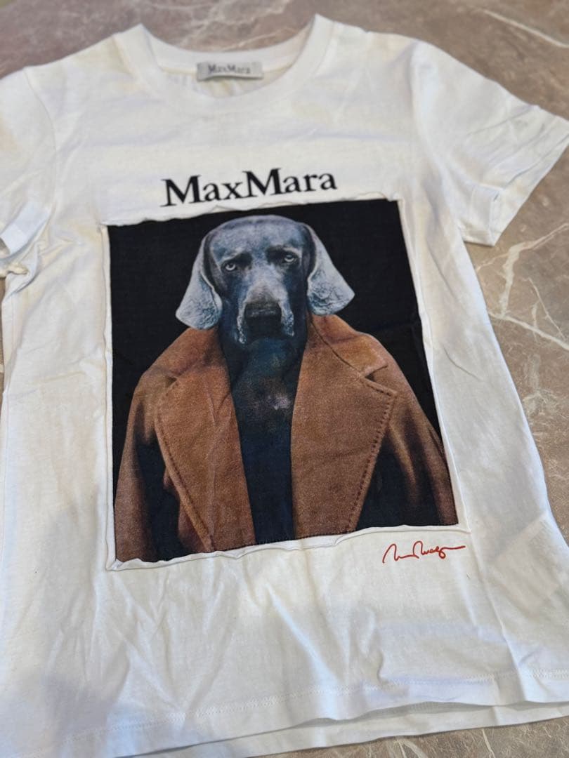希少サイズXS MaxMara 犬のプリント 半袖Tシャツ