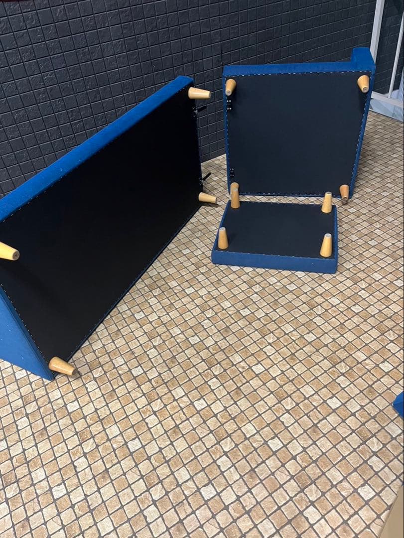 【ビー玉】ブロッコ　BLOCCO 3人掛け　カウチソファ　マリンブルー