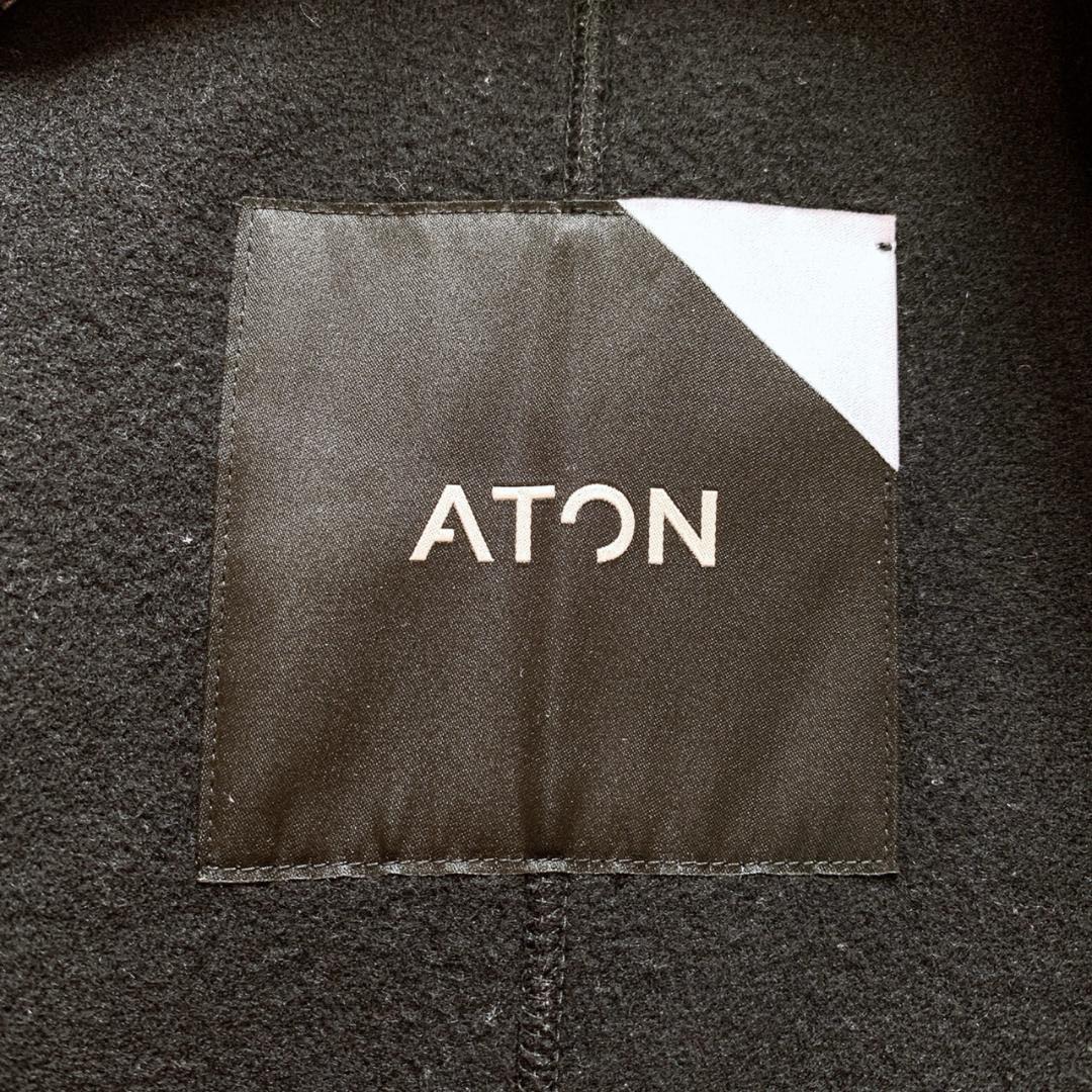 <最終値下げ>ATON フード付き ウールコート 黒 M エイトン　ロングコート