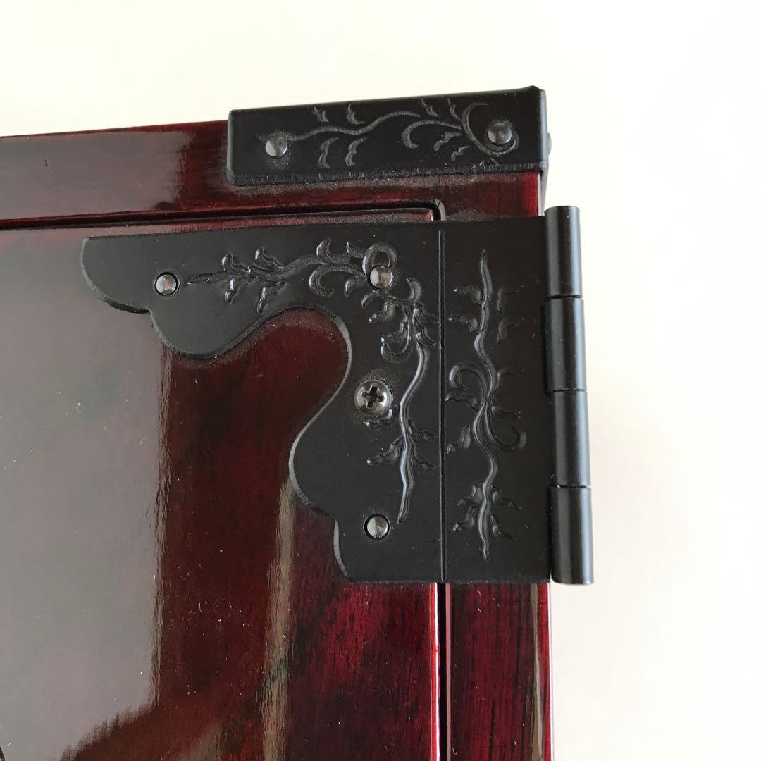 新品　仙台民芸　船箪笥　鍵付　牡丹の花彫刻