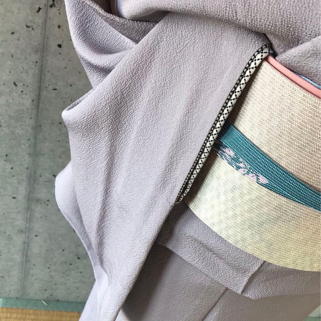 正絹　色無地　袷　柄八掛　裄68