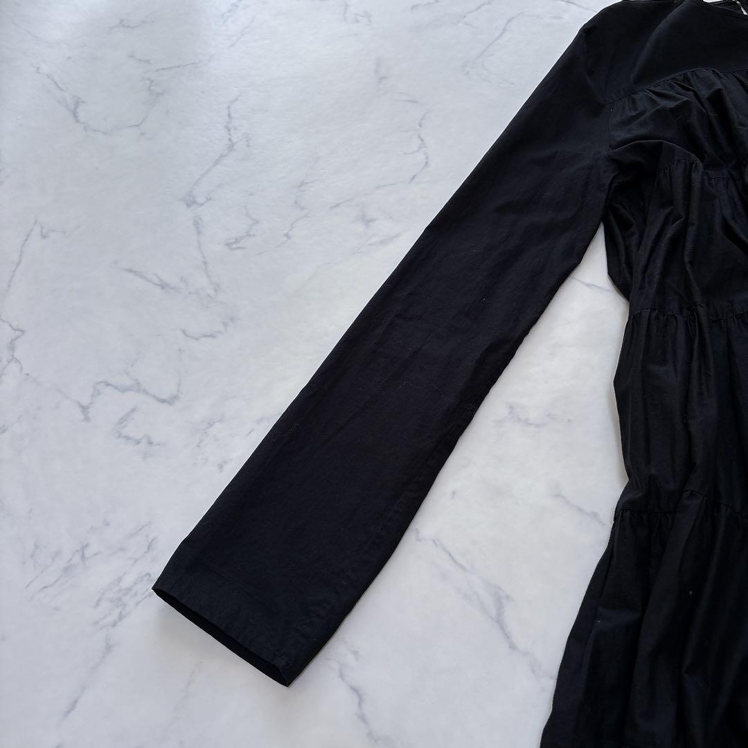 【美品】近年 マーレット ソリマン ティアード ワンピース ブラック コットン