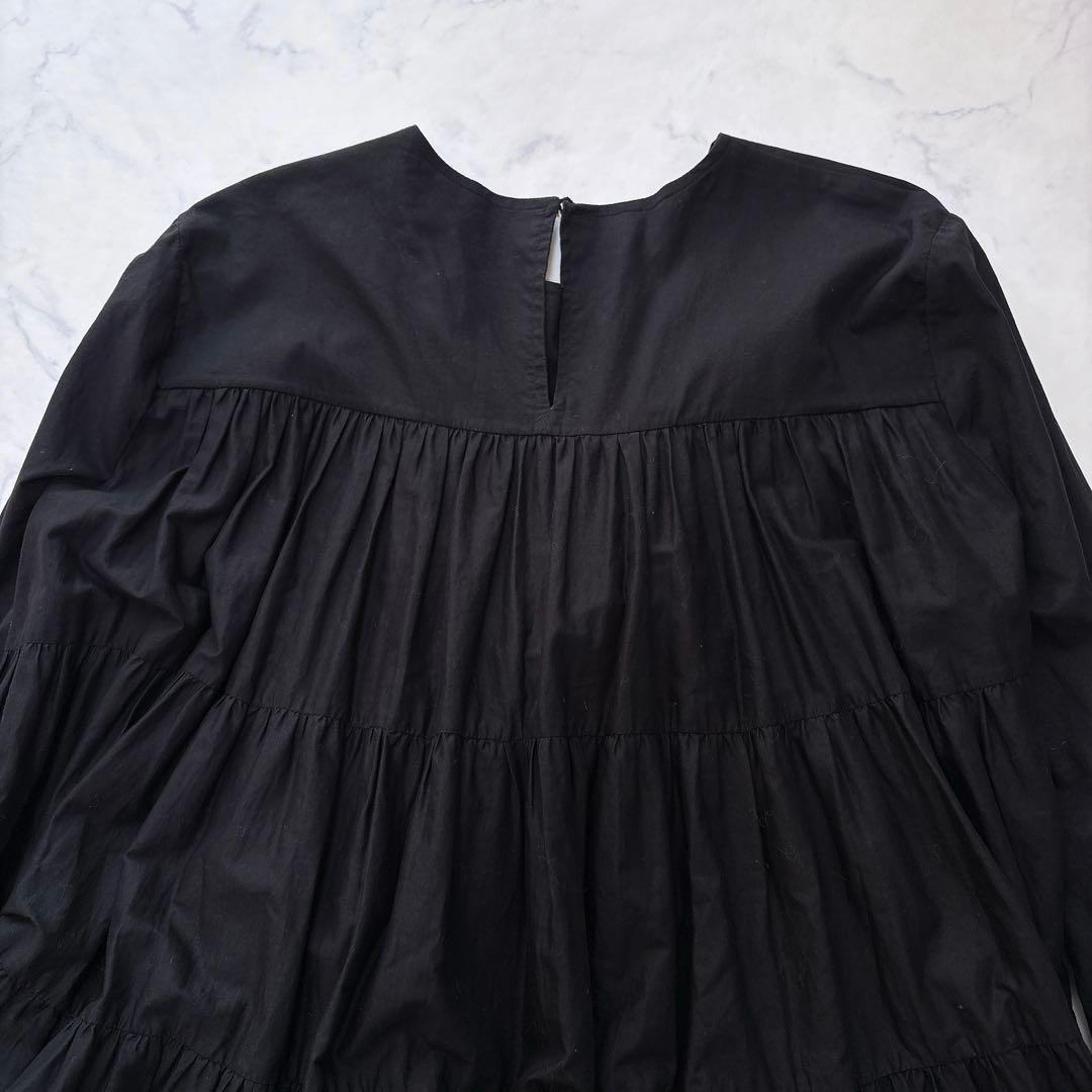 【美品】近年 マーレット ソリマン ティアード ワンピース ブラック コットン