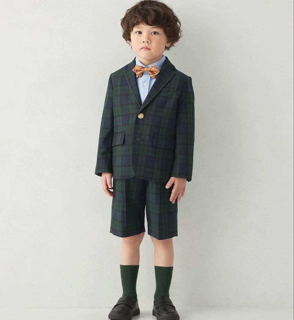 新品　グリーンレーベル　ジャケット　パンツ　ボウタイ　チーフ　シャツ　120cm