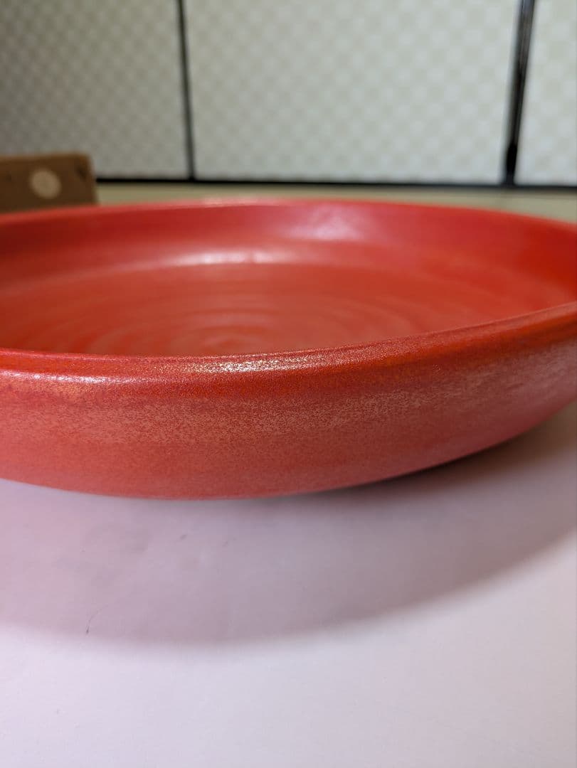 ◆花器　陶器　朱水盤 清水焼 ◆美品　花堂作
