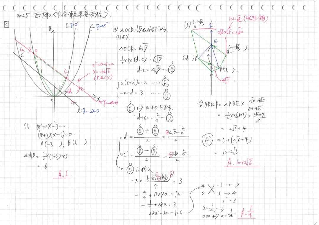 塾講師オリジナル数学解説 西大和仙台東京東海高松会場高校入試過去問2020-25