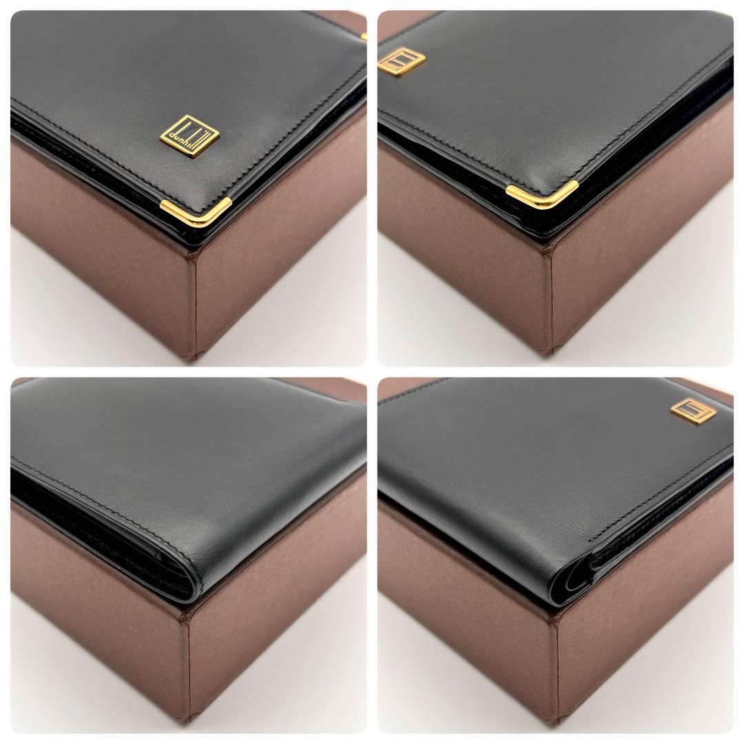 美品 dunhill ダンヒル 二つ折り財布 ブラックレザー 高級