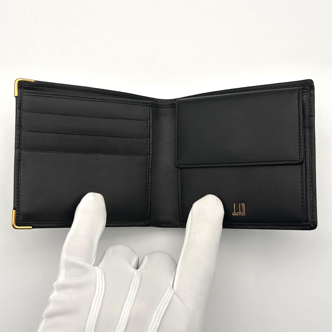 美品 dunhill ダンヒル 二つ折り財布 ブラックレザー 高級