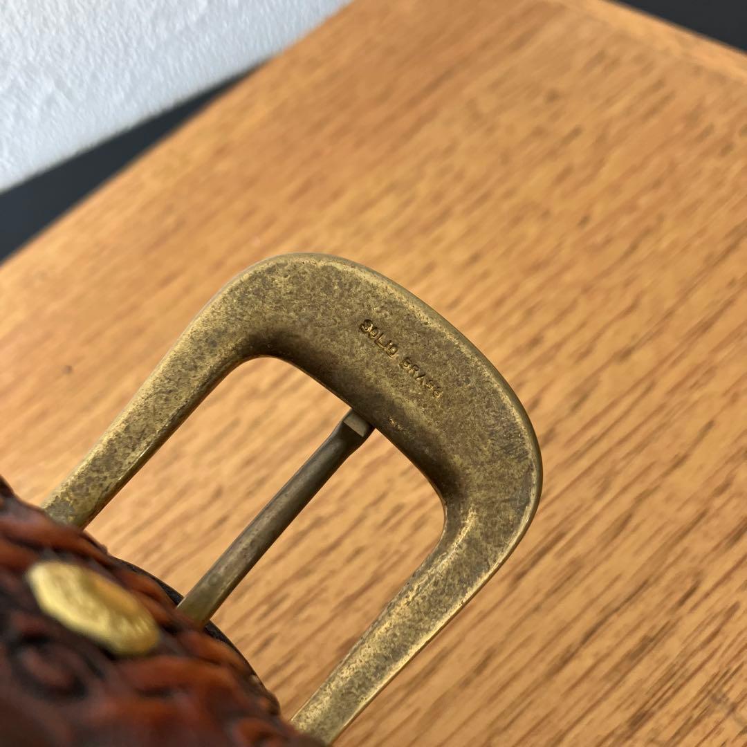 FUNNY サドルレザー製 カービング レンジャーベルト/36/90/茶