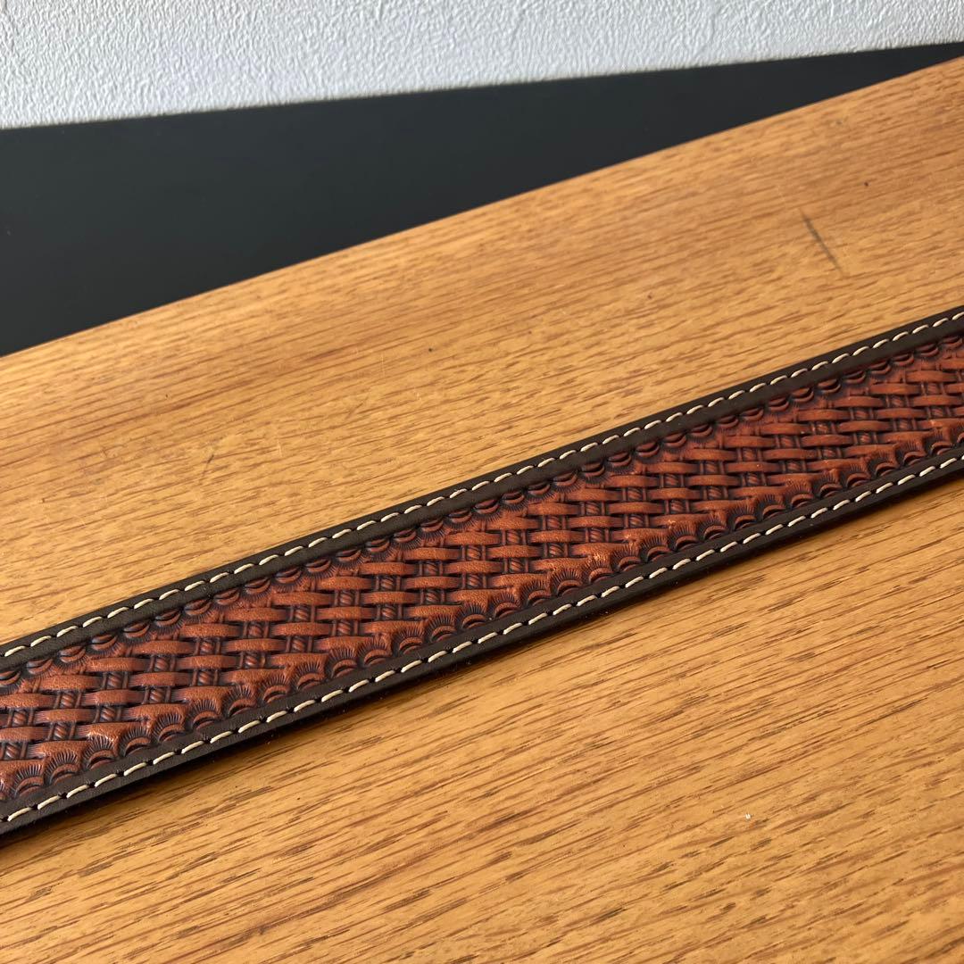 FUNNY サドルレザー製 カービング レンジャーベルト/36/90/茶