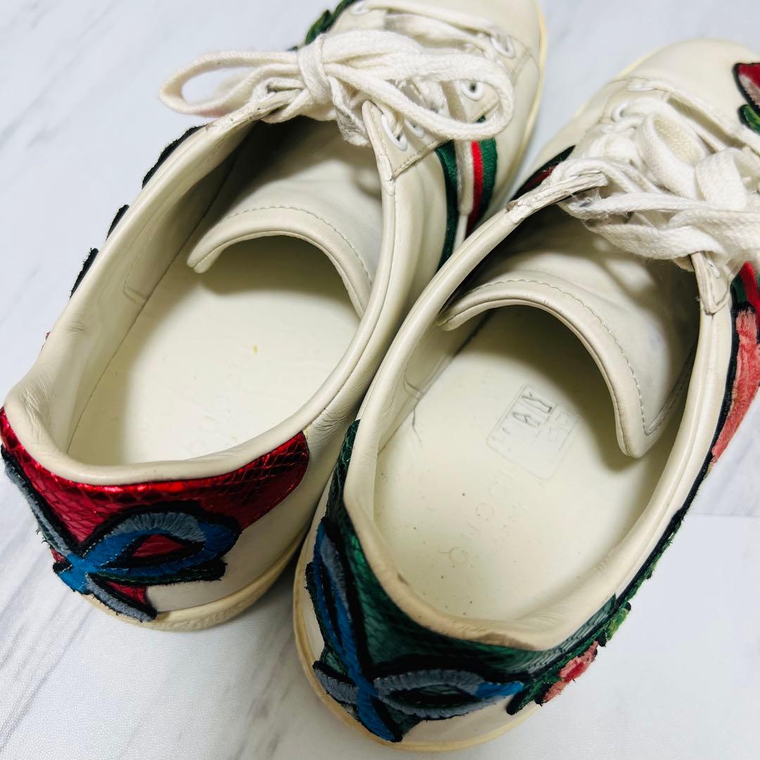 箱付き● GUCCI エース 刺繍 フローラル シェリーライン 23.0相当