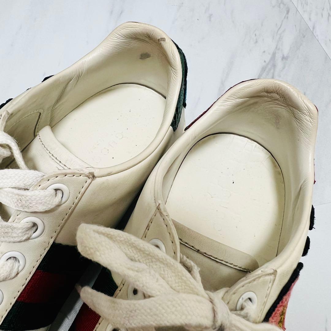 箱付き● GUCCI エース 刺繍 フローラル シェリーライン 23.0相当