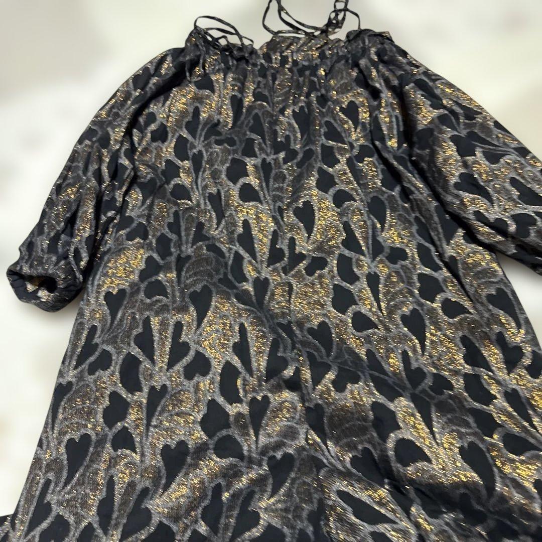 ROSBUD マグバイシー　ラメジャガード　オールインワン　ハート柄