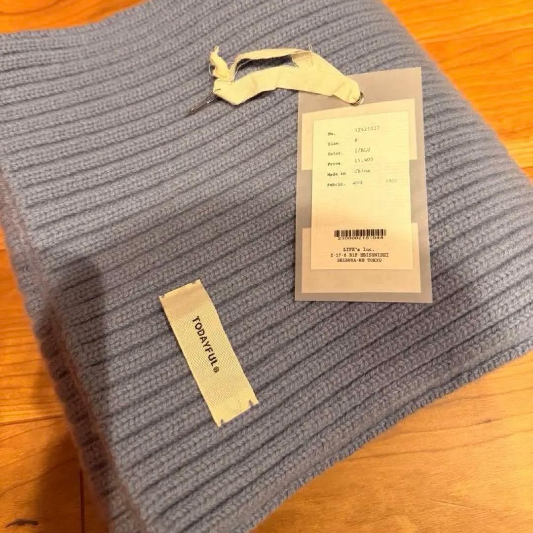 TODAYFUL Rib Knit Muffler マフラー　ブルー