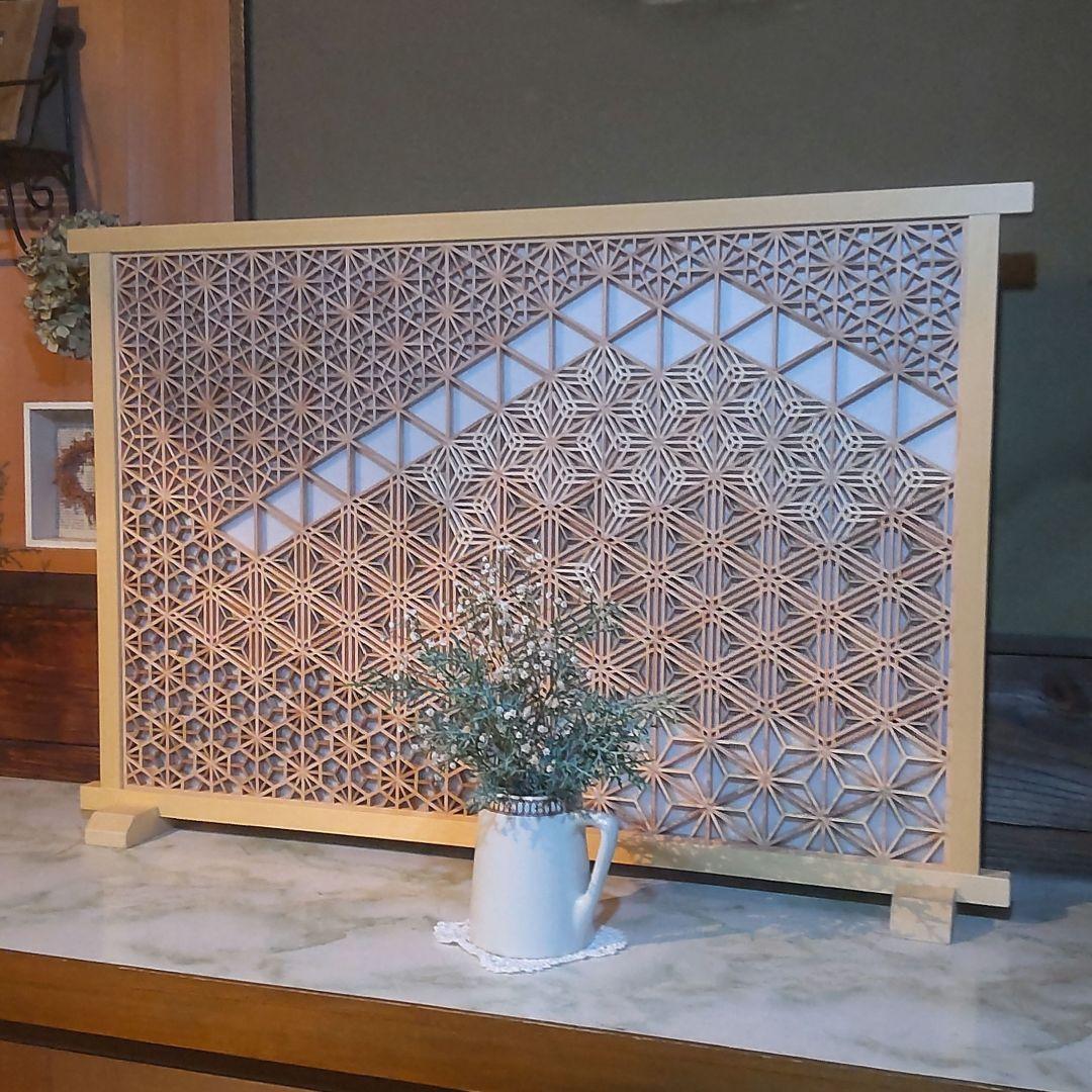 組子 組子細工 富士山 衝立(大) 建具職人 日本 伝統技 アート 飾り物