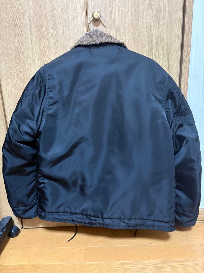 HOUSTON ミリタリージャケット 黒 ボア裏地 ファー襟