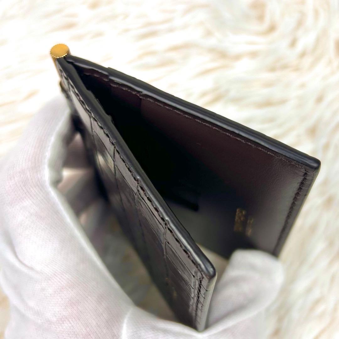 【極美品】TOM FORD トムフォード マネークリップ クロコ ブラウン