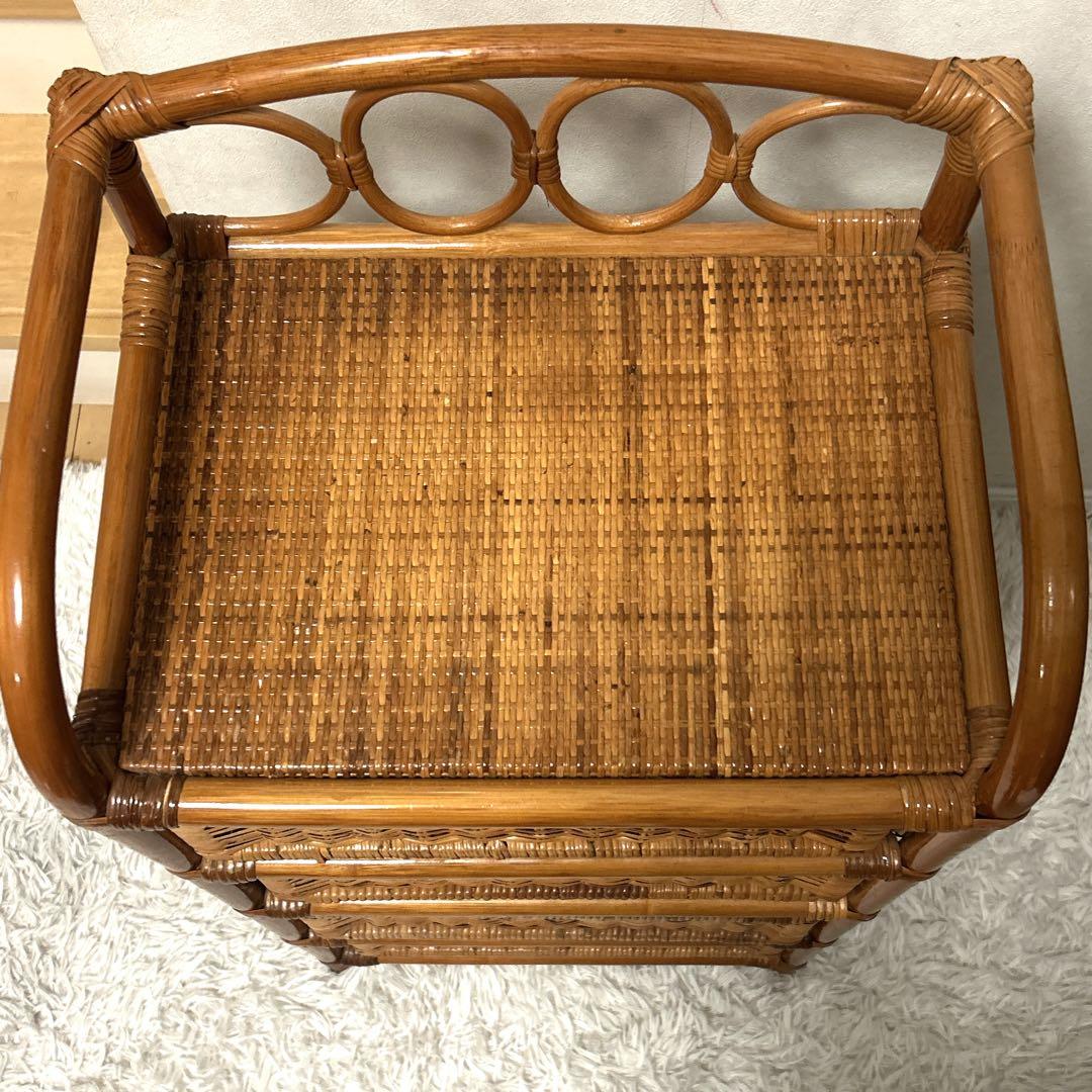 ラタンチェスト 4段 籐家具 ビンテージ　電話台　収納　ラタン　タンス　箪笥