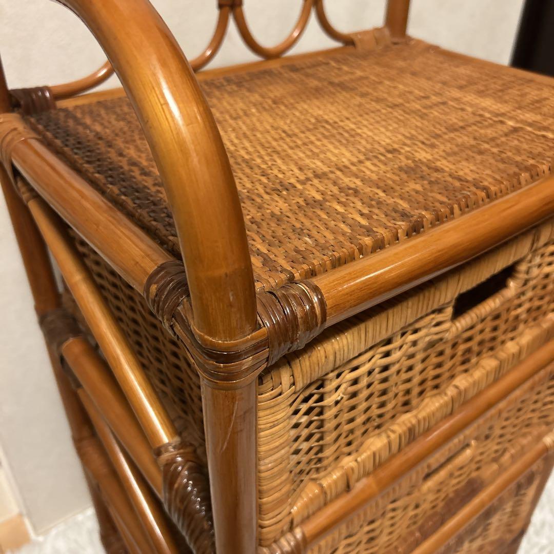 ラタンチェスト 4段 籐家具 ビンテージ　電話台　収納　ラタン　タンス　箪笥