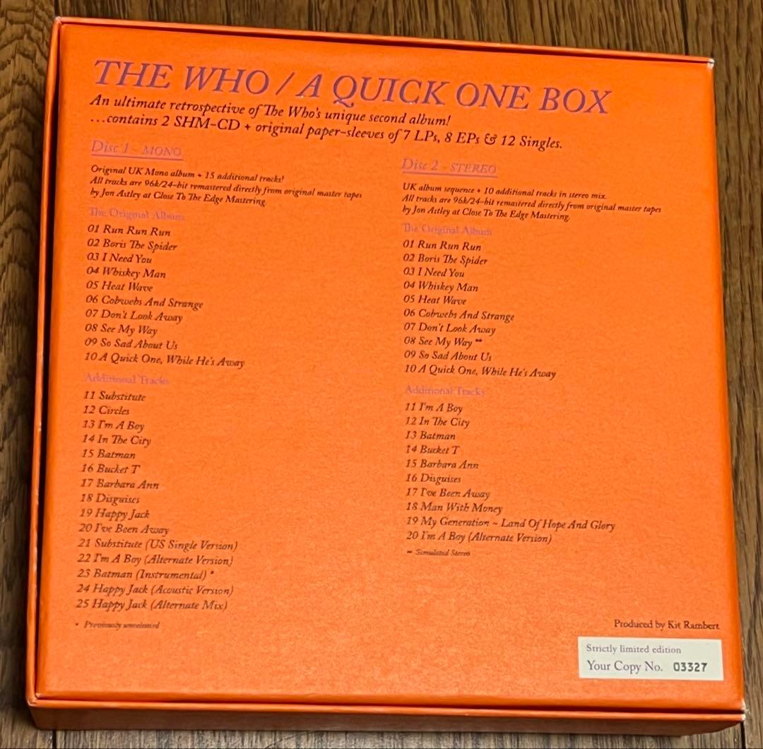 THE WHO A QUICK ONE BOX 2SHM-CD 紙ジャケ