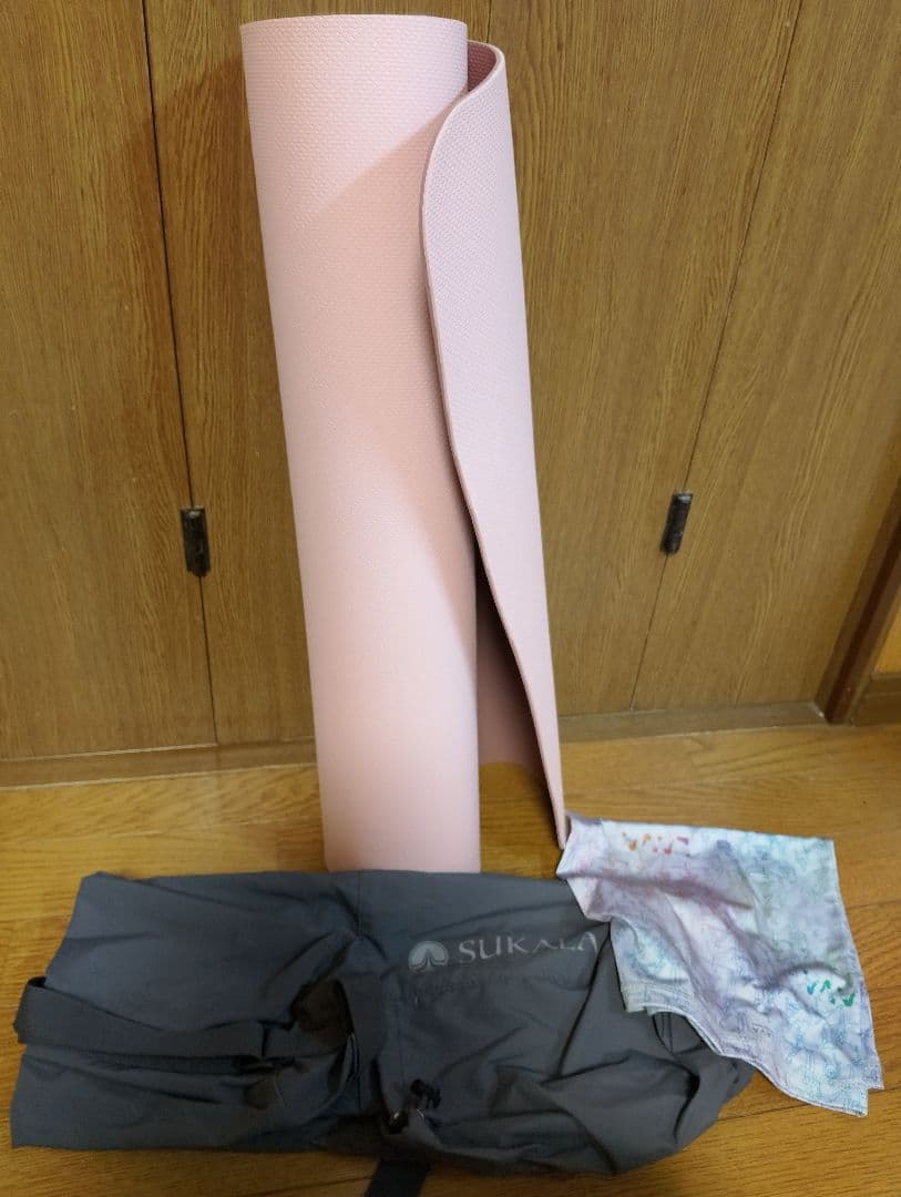 ちよや未使用SUKALAリバーシブルローズピンクヨガマット収納バッグおまけ