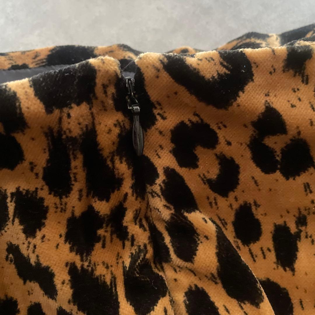USA製 ヴィンテージ レオパード 柄 スカート ビンテージ ベロア 豹 ヒョウ