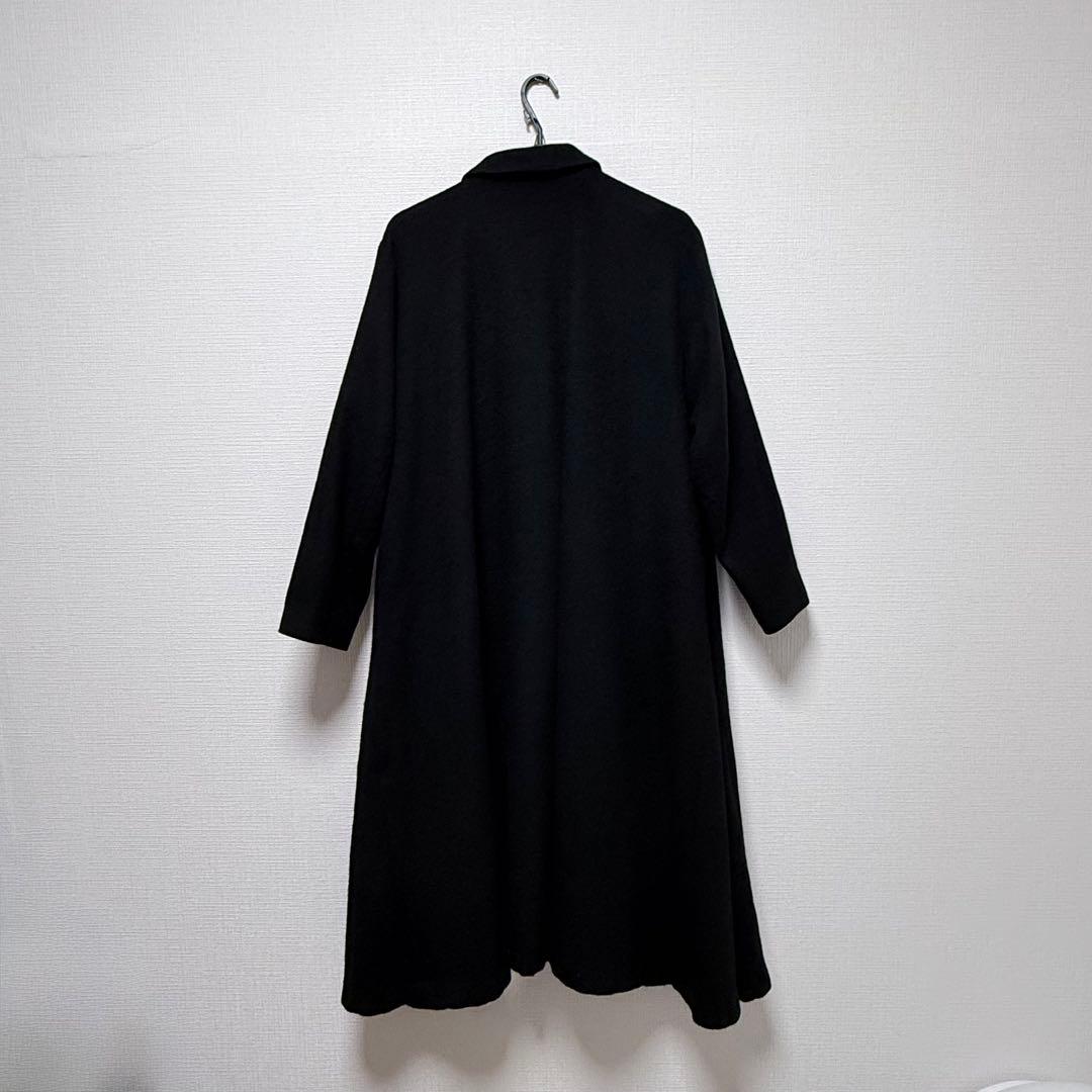 mizuiro ind ミズイロインド ステンカラーフレアコート ブラック
