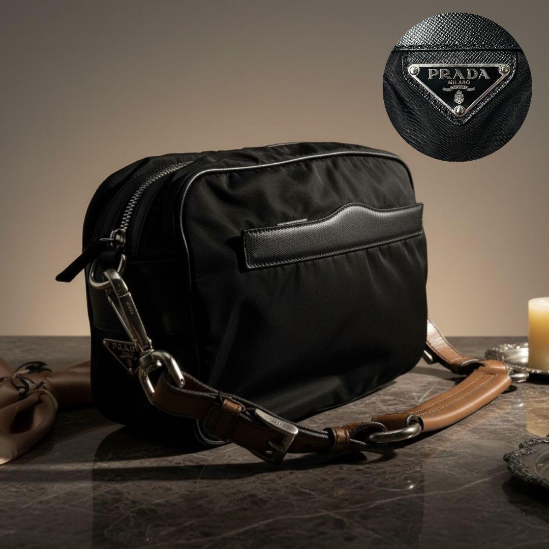 美品 PRADAプレート バッグ ナイロン archive BR2079 Y2K