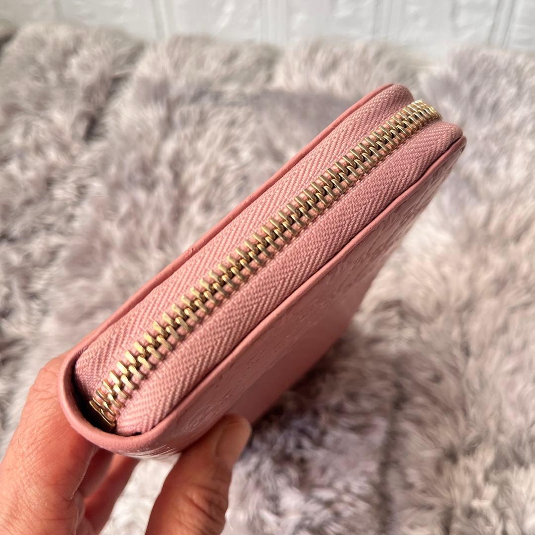 美品✨GUCCI マイクロシマ　ラウンドファスナー　長財布　レディース　ピンク