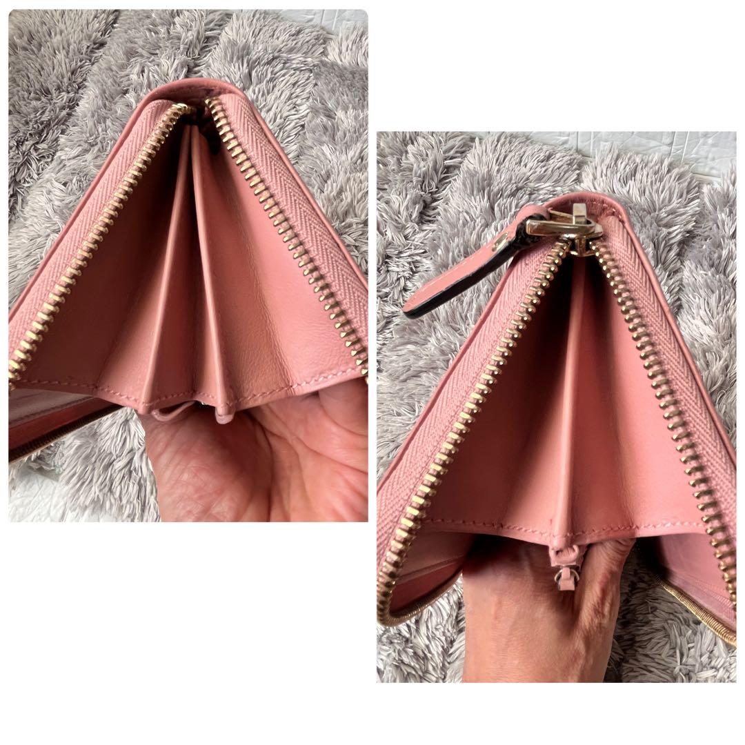 美品✨GUCCI マイクロシマ　ラウンドファスナー　長財布　レディース　ピンク