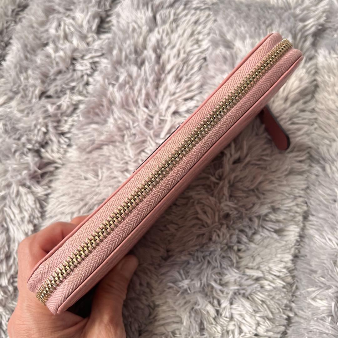 美品✨GUCCI マイクロシマ　ラウンドファスナー　長財布　レディース　ピンク