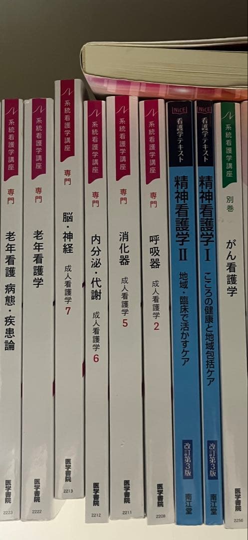 老年看護病態・疾患論老年看護学脳神経内分泌代謝消化器呼吸器精神看護学Ⅰ・Ⅱ がん