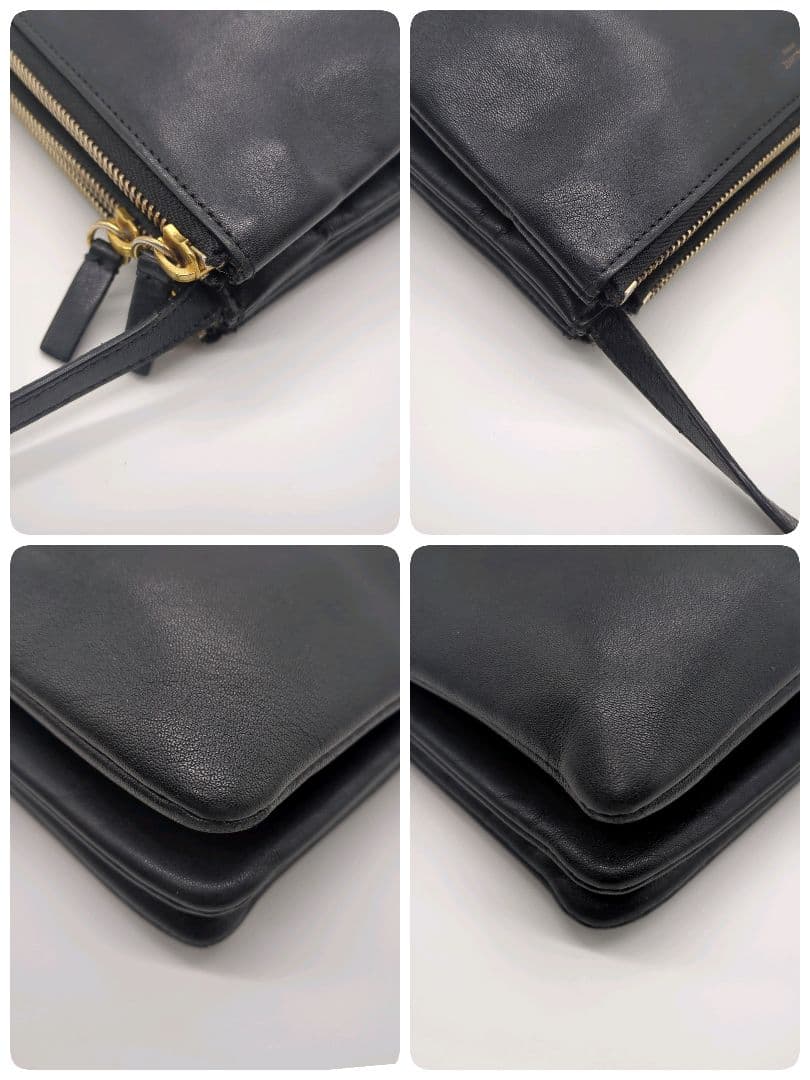 【人気モデル・美品】セリーヌ☆トリオ ショルダーバッグ レザー ゴールド金具 黒