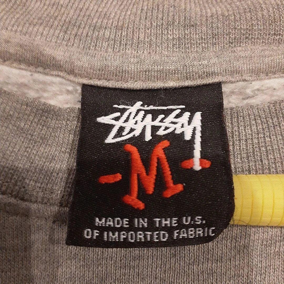 【old STUSSY】折れクラウン染み込みプリントスェット　霜降りグレー