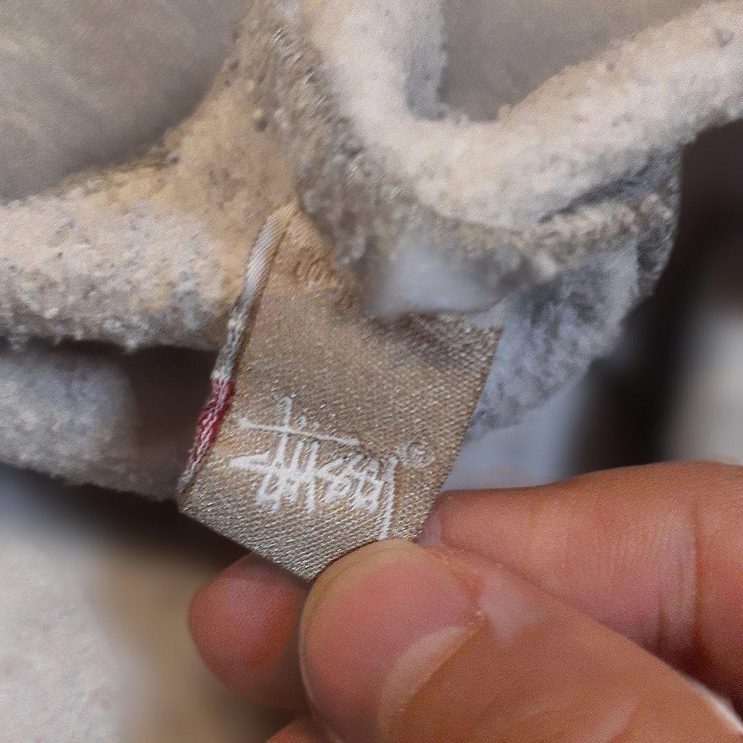 【old STUSSY】折れクラウン染み込みプリントスェット　霜降りグレー