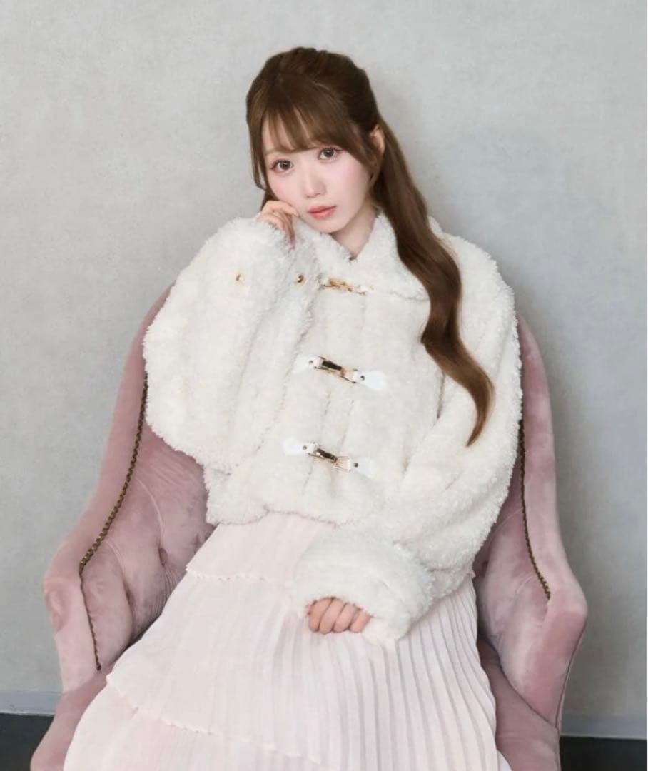 ロゼミューズ Rose Muse Bit fur coat ホワイト