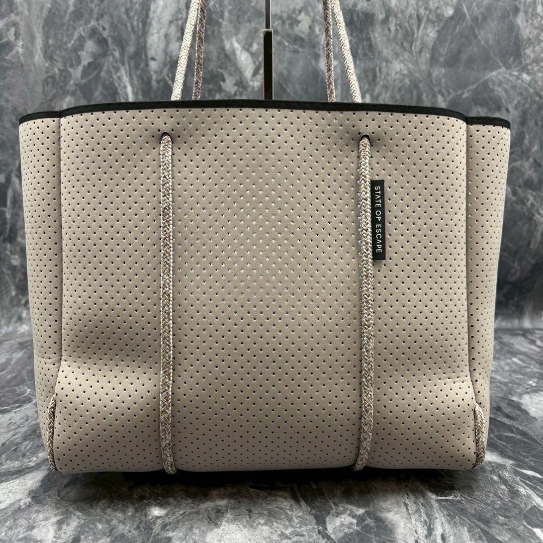 【美品】ステイトオブエスケープ エスケープトート ベージュ×ピンク