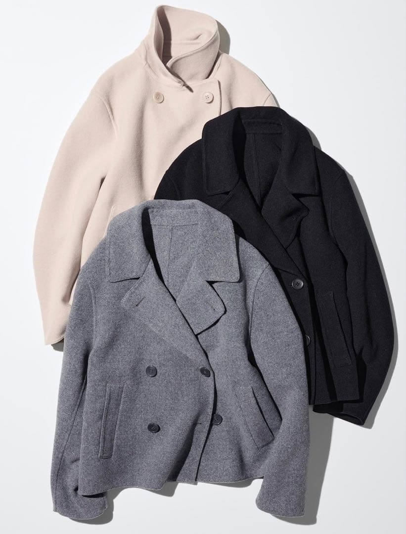 超美品ユニクロ ダブルフェイスショートコート