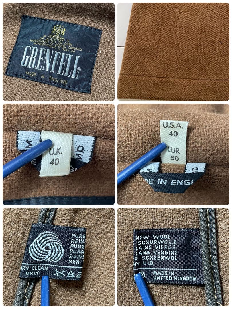希少 黒タグ グレンフェル ダッフルコート ヴィンテージ ヘリンボーン 茶 40