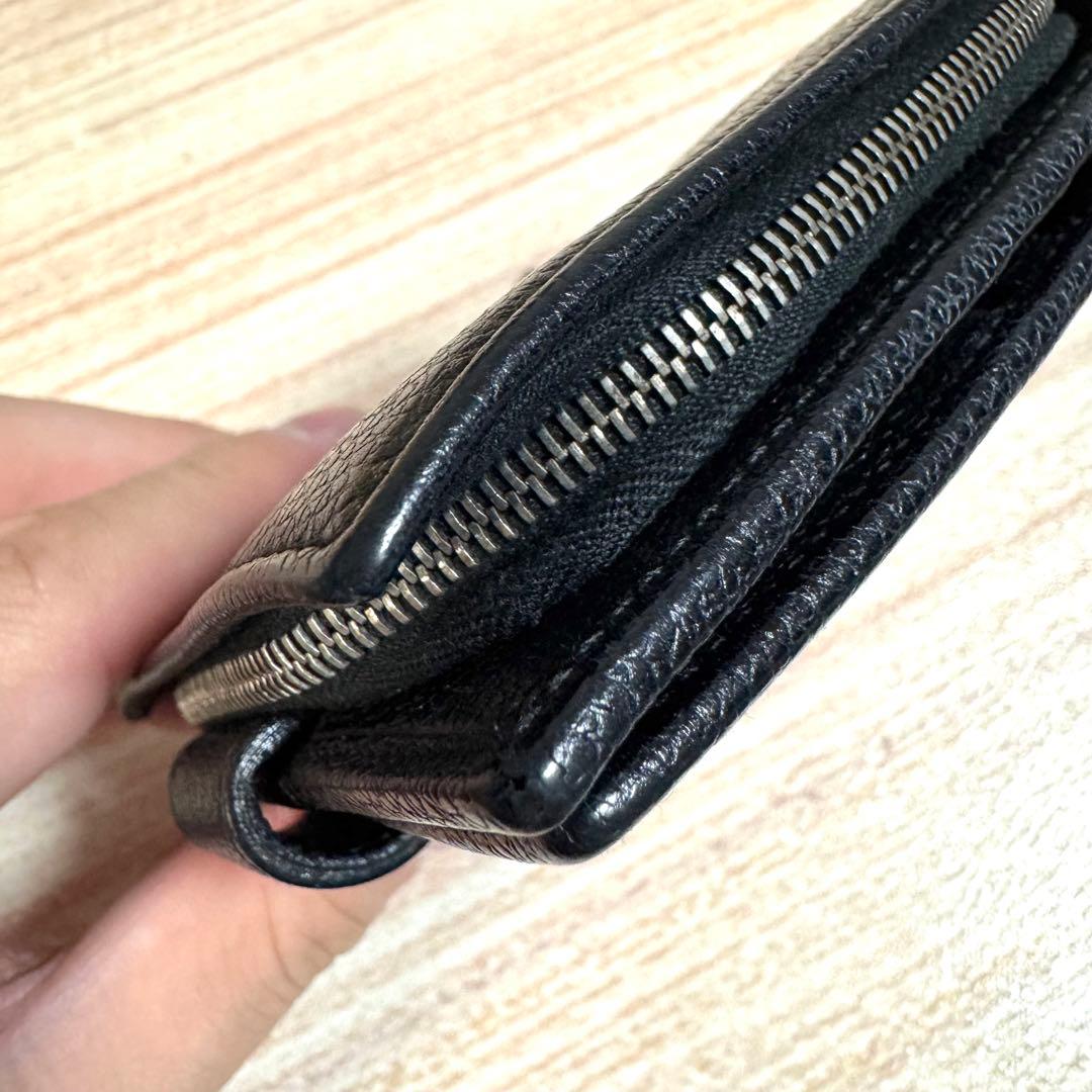 55 BVLGARI ブルガリ コローレ ラウンドファスナー 折り財布 黒