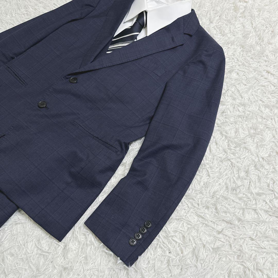 ✨美品✨　タカキュー　スーツ　３ピース　ネイビー　グレンチェック　170　AB