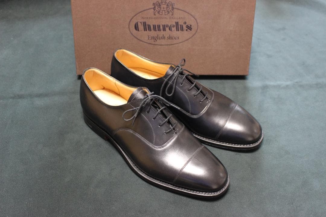 【新品】Church’s 73ラスト ストレートチップ 黒カーフ 革底 7.5F